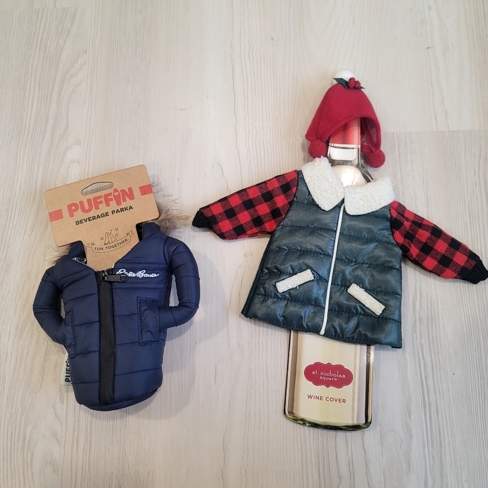 PUFFIN X EDDIE BAUER + KOHL'S Can Cooler Puffer Park , wine bottle X mas cover